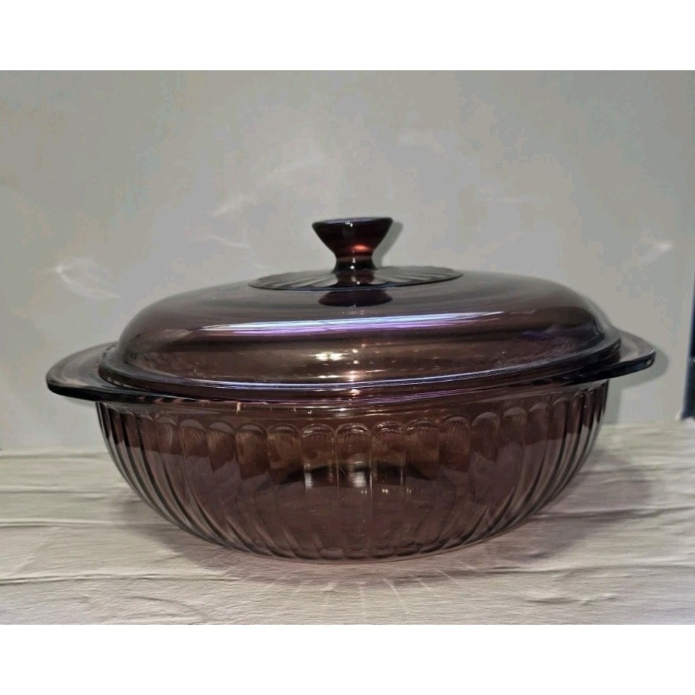PYREX 024 Amethyst PURPLE Glass 2 Qt 2L CASSEROLE DISH & LID USA